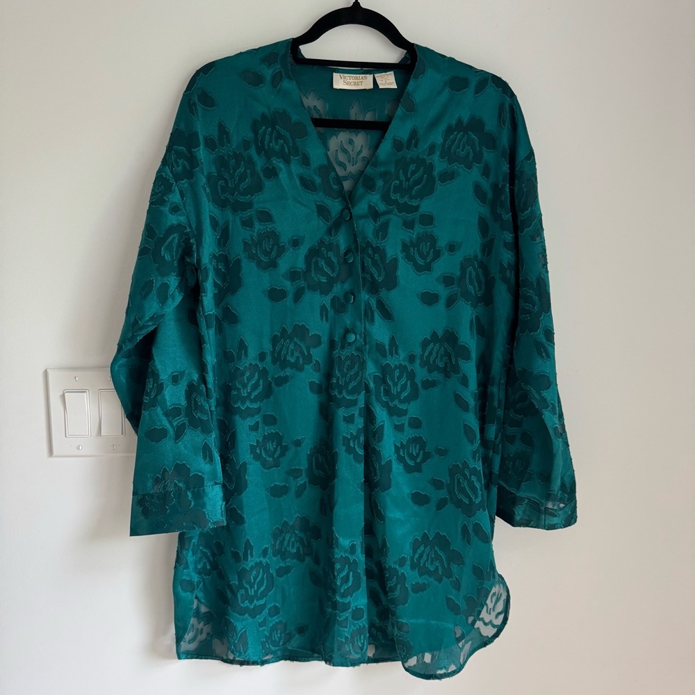Vintage Victoria's Secret‎ Gold Label Nightgown Women’s Size Small Floral Green
